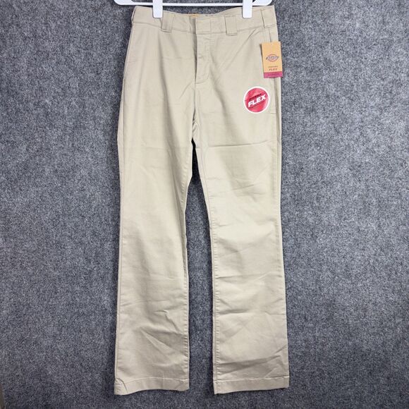 Dickies Pants Juniors Size 7 / 28 Beige Flex Bootcut - Picture 1 of 14